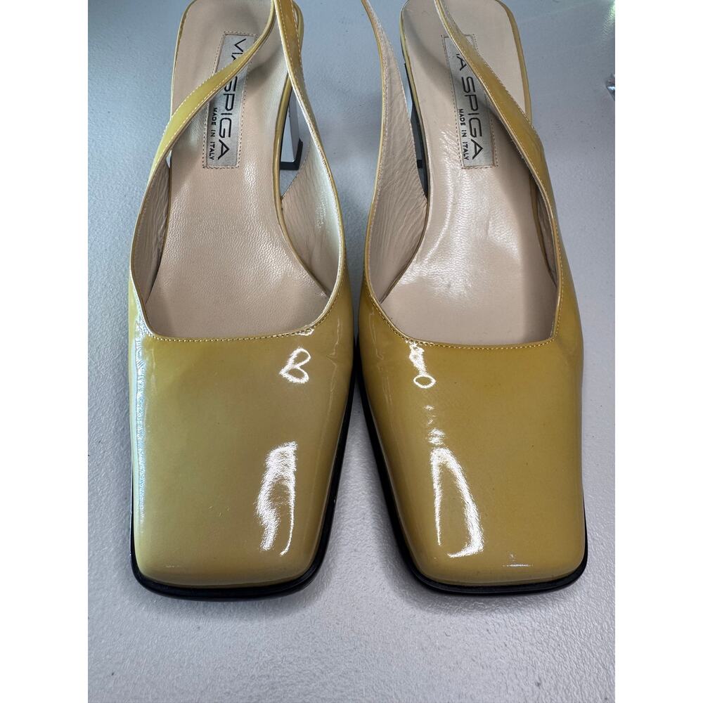 Via Spiga Italy Patent Leather Slingback Pumps Yellow US 8.5 EU 40 - Picture 3 of 8